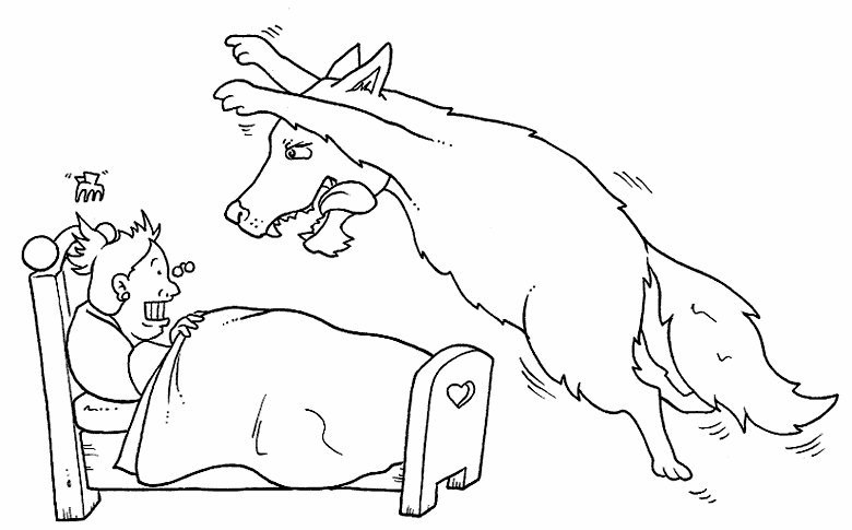 Online coloring book: Coloring page wolf eats grandma
